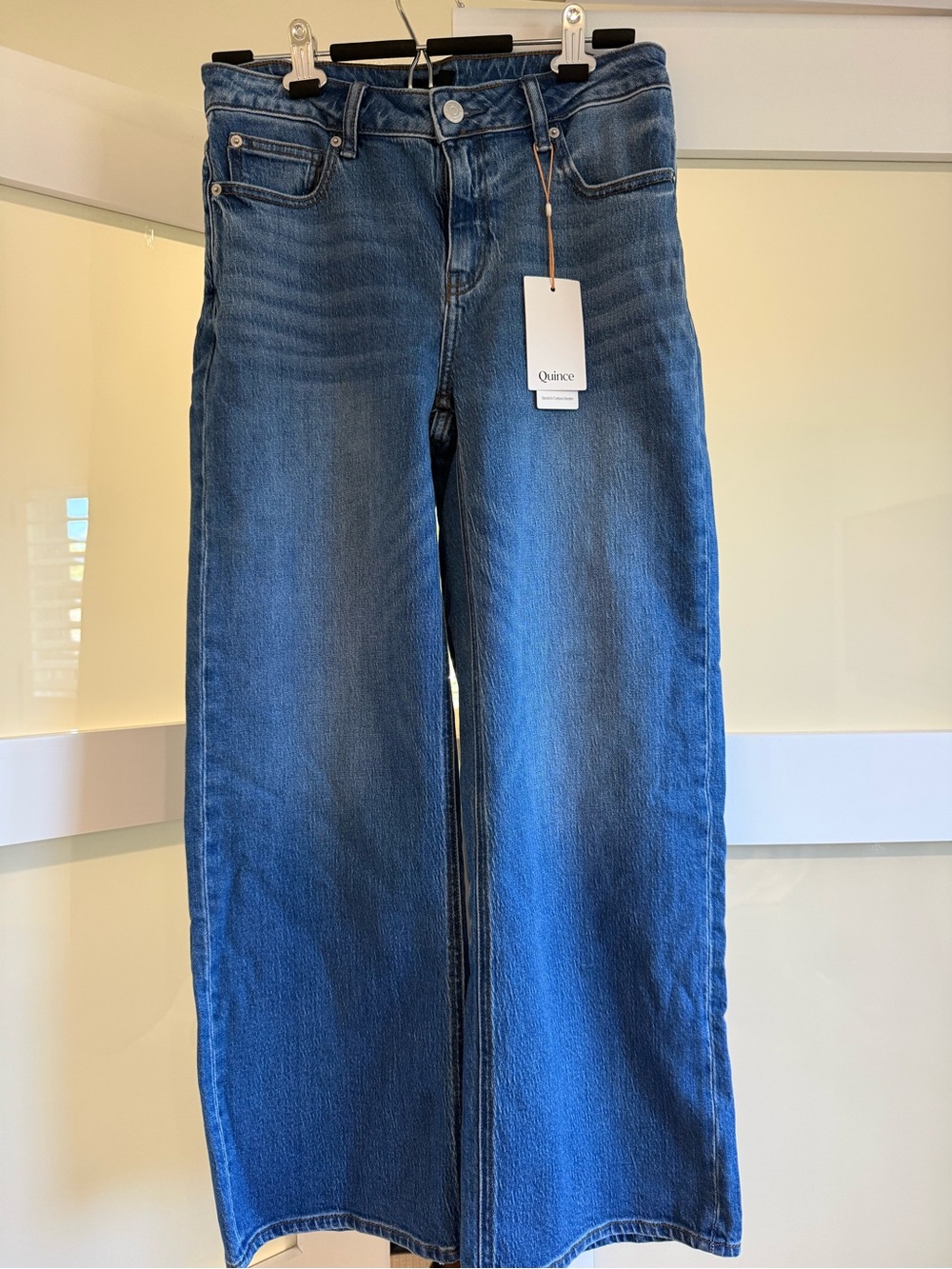 Quince Women's Luna stretch relaxed straight  in Medium Blue